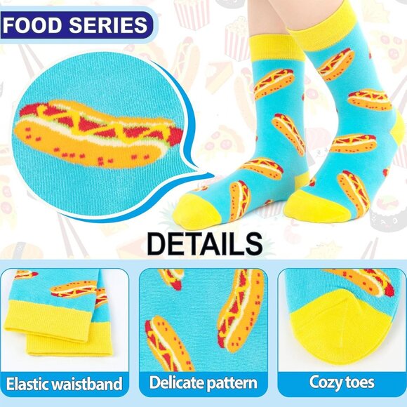 Kids Boys Girls Crew Socks 4-6 Pack + Gift Box, Novelty Funky Colorful Toddler C - Picture 6 of 7